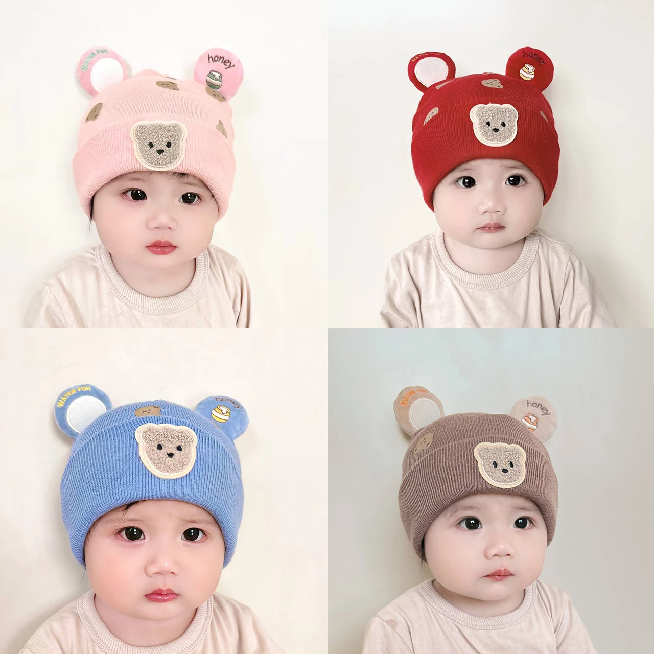 Infant Beanie Hat With Ears - الشتاء الدافئة الطفل قبعة صغيرة لطيف