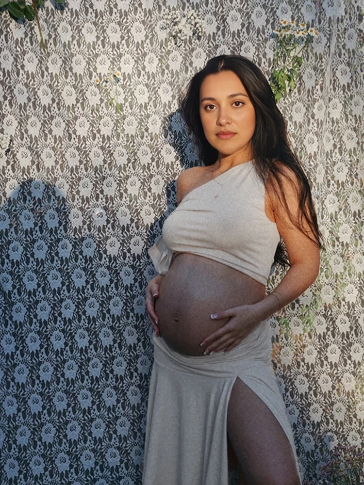 Maternity Wear - قبالة الكتف فساتين للحمل التقطت الصور