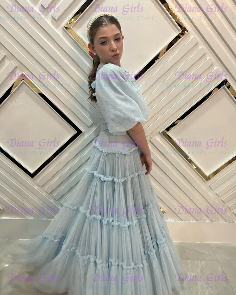 فستان فتاة الزهور باللون الأزر - مراجعة Toddler Girl Tulle Party Dress وسعره