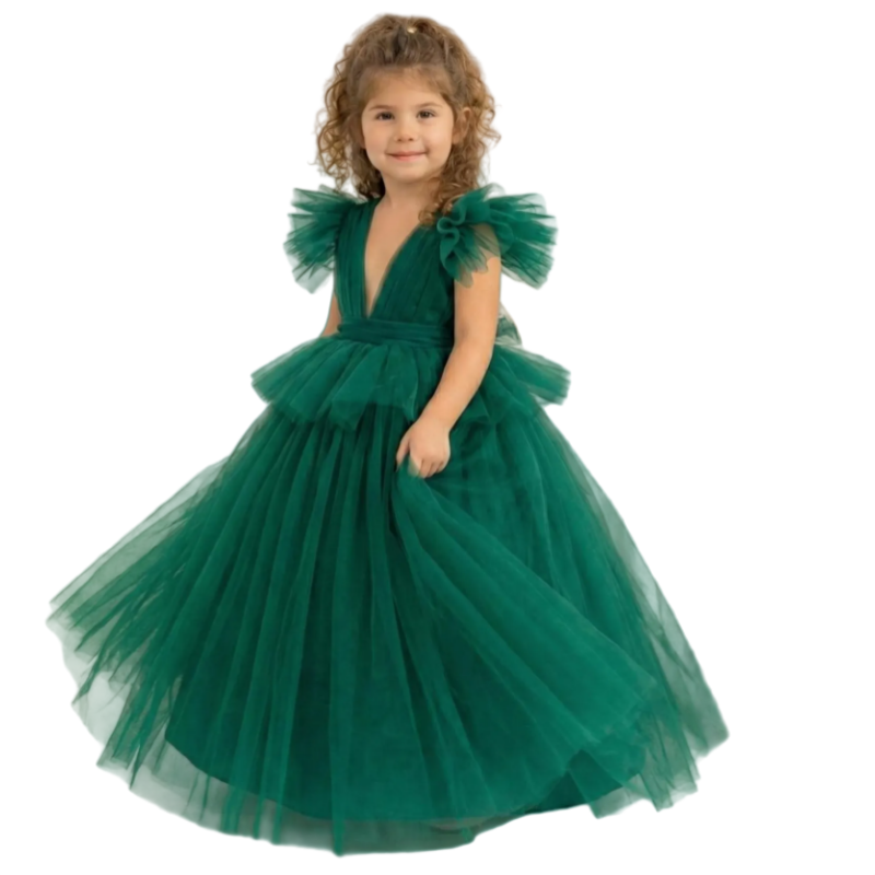 فستان أطفال من التول الأخضر ال - مراجعة Toddler Girl Tulle Party Dress وسعره